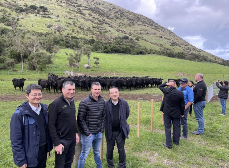 sam and visitors on-farm