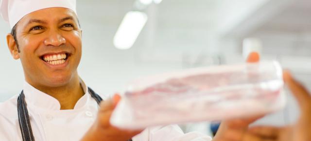 butcher selling meat