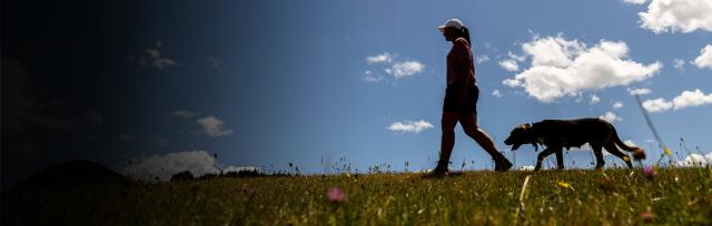 Woman and dog walking